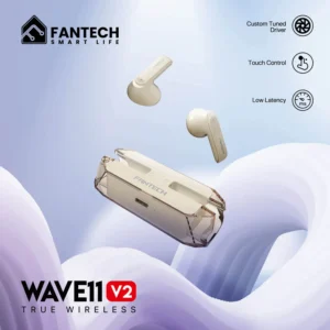 FANTECH WAVE 11 TW11V2 Wireless Earphones – Bluetooth 5.3, 13mm Drivers, Type-C Charging, Up to 5 Hours Playtime, Clear Mic Sensitivity, Beige