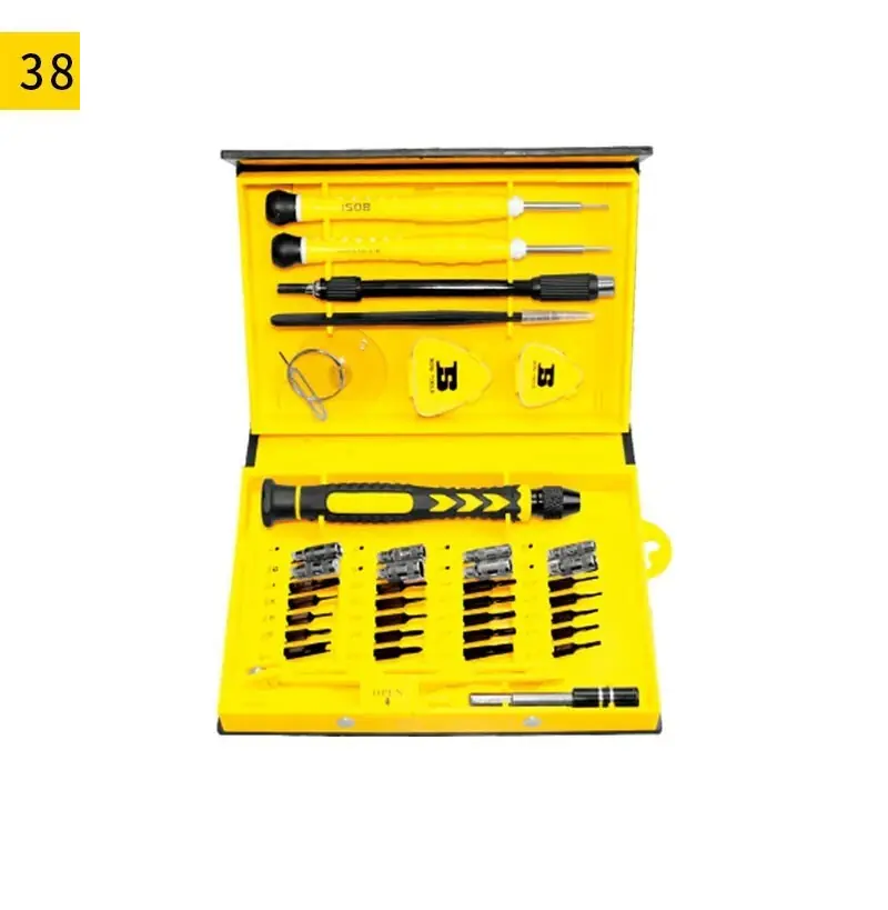 BOSI TOOLS BS468039 38PCS Mobile Phone Repair Kit | Compact Screwdriver & Tool Set for Smartphones, Tablets, Electronics – Black & Yellow, Portable Case Included