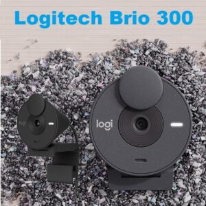 Logitech Brio 300 Full HD Webcam with Privacy Shutter, Noise Reduction Microphone, USB-C, certified for Zoom, Microsoft Teams, Google Meet, Auto Light Correction – Black