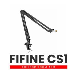 FIFINE CS1 Scissor Boom Arm Mic Stand – Black, Metal Suspension Arm with Heavy-Duty Clamp, 3/8″-5/8″ Adapter, Foldable, Adjustable for Gaming, Studio & Streaming