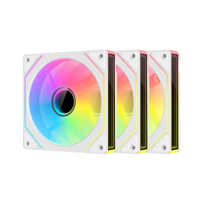 ASIAHORSE FQ001 ARGB 120mm Fan 3-Pack – White, PWM Control, Hydraulic Bearing, 16 ARGB LEDs, 1200 RPM, 32.3 CFM Airflow, 22.5dBA Noise, AURA Sync Compatible