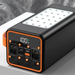 Yosonda ID Power Bank 8000mAh – 66W Super Fast Charging, 4 USB Ports, Type-C PD 22.5W, LED Lightning, 5V/2.4A Input, 5A Output, Micro Input, High-Speed Charging