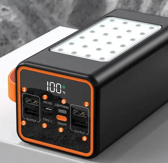 Yosonda ID Power Bank 8000mAh – 66W Super Fast Charging, 4 USB Ports, Type-C PD 22.5W, LED Lightning, 5V/2.4A Input, 5A Output, Micro Input, High-Speed Charging