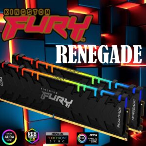 Kingston FURY Renegade RGB 64GB DDR4 3200 MHz RAM Kit (2 x 32GB) 288-pin DIMM CL16 1.35 V RGB LED Memory with Heatsink , XMP & AMD (KF432C16RBAK8/256)