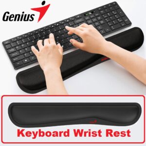 Genius G-WP 100 Keyboard Wrist Rest Pad – Non-Slip Rubber Base, Ergonomic High-quality Foam , Perfect Width Supporting Most Keyboards , 460 x 85 x 25 mm | Black