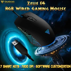 GAMDIAS Zeus E4 RGB Wired Gaming Mouse With 7200 DPI Optical Sensor, 7 Programmable Keys, Ergonomic Design, 5 Million Clicks, And Software Customization
