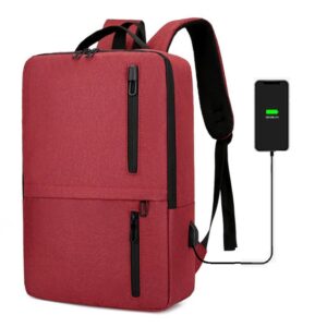 Laptop Backpack Business / Travel | USB Charging Port | Holds Up to 15.6″ Laptops & Tablets | Waterproof | Anti-theft Pockets | Lightweight | Organized Compartments Slim Formal Design – RED