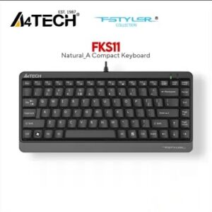 A4TEACH FK11  Compact Keyboard –  Multimedia Hot Keys Access – Spill Proof – Laser Inscribed Round-Square Keys 