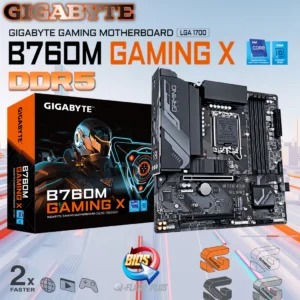 Gigabyte B760M Gaming X (Rev. 1.0) mATX Motherboard, Intel LGA1700, DDR5 7600 OC, 2x PCIe 4.0 M.2, 2.5GbE LAN, USB-C 10Gb/s, Smart Fan 6, Q-Flash Plus, RGB Fusion, HDMI+DP , Supports 14th, 13th, and 12th Gen Intel® Core™