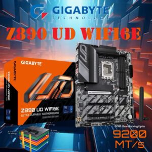 GIGABYTE Z890 UD WIFI6E Intel Core Ultra (Series 2) LGA 1851 Motherboard, ATX, DDR5, 3X M.2, PCIe 5.0, Front USB Type-C, WIFI6E, 2.5GbE LAN, EZ-Latch