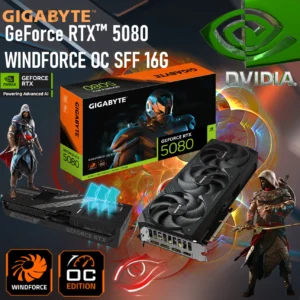 GIGABYTE GeForce RTX 5080 WINDFORCE OC SFF 16G Graphics Card With 16GB GDDR7, DLSS 4, 2670MHz Core, Dual BIOS, Hawk Fans, Vapor Chamber, Reinforced Build, PCIe 5.0 | BLACK