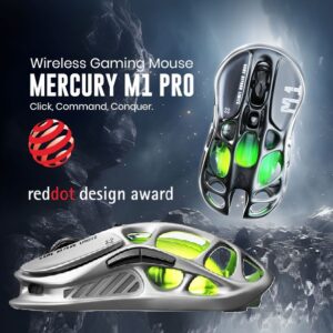 GravaStar Wireless Gaming Mice Mercury M1 Pro, Lightweight Magnesium Alloy Gaming Mouse, 26,000 DPI, PAW3395DM Sensor, Tri Mode Connection, Support 4K, Up to 200 Hours Battery Life | Gunmetal Gray