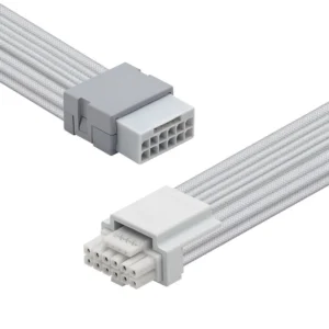 ASIAHORSE PCIe 5.0 16AWG GPU Extension Cable (12+4 Pin) – 1-End 180° White, 300mm, Alloy Copper Gold-Plated Terminals, Compatible with RTX 3090Ti, 40 & 50 Series