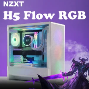 NZXT H5 Flow RGB 2024 Edition White ATX Mid-Tower Case, 1x F360 RGB Core & 1x F120Q Fan, Supports 360mm Radiator, Mesh Panels, Compatible With ATX/mATX/ITX |  CC-H52FW-R1
