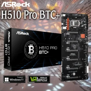 ASRock H510 Pro BTC+ Mining Motherboard With 6 PCIe 3.0 x16 Slots, 10th/11th Gen Intel CPU Support, DDR4 3200MHz, M.2 SATA, HDMI, Dual 24-Pin ATX Power, Intel Gigabit LAN