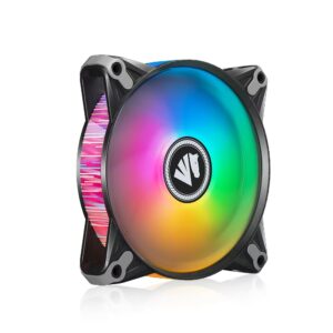ASIAHORSE DISCO RGB 120mm Fan (1 Pack) – Black, 1200RPM, 36.3CFM Airflow, 4-Pin Connector, Hydraulic Bearing, Low Noise 23.6dBA, 450mm Cable