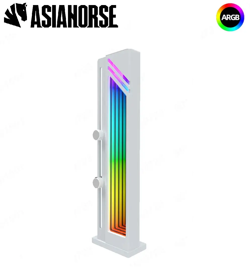ASIAHORSE ARGB GPU Support Bracket Silver – 5V RGB Holder with 9 ARGB LEDs, AURA Sync 3-Pin, Adjustable Design, 500mm Cable, 48x36x180mm, Premium GPU Stabilizer