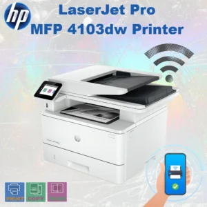 HP LaserJet Pro MFP 4103dw Printer (Print, Copy, Scan)– Wired & Wireless Printing , 42 PPM Black, Duplex Printing, 1200 DPI, 50-Sheet ADF, Wi-Fi Direct, 80K Monthly Duty Cycle, 512MB Memory, Hi-Speed USB , Gigabit Ethernet | 2Z627A