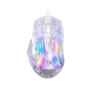 Marvo M413 Prism 40 Gaming Mouse – Transparent Design, RGB Lighting, 7200 DPI, 6D Buttons, 125Hz Polling Rate