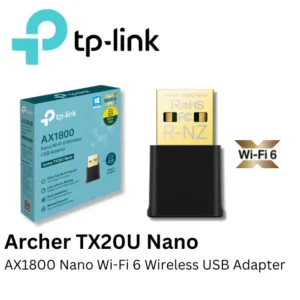 TP-Link Archer TX20U Nano AX1800 WiFi 6 Adapter With USB 2.0, Nano Size, MU-MIMO, OFDMA, 1201 Mbps Speed, WPA3 Security, Preloaded Driver – Windows 10/11 Compatible