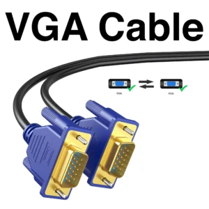 VGA Cable 15 Meters , Gold-Plated Shielded VGA Male to Male Monitor Computer Cable Adapter Cord 15 Pin HD15 1080P@60Hz Full HD High Resolution for TV Computer Projector-Blue-Upgraded
