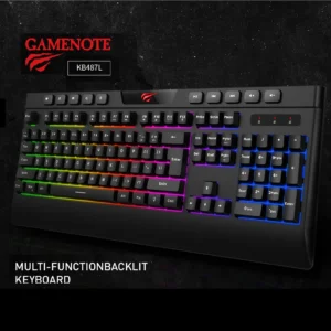 Havit KB487L Multi-function RGB Backlit Keyboard Gaming Keyboard , USB Wired , 10 Standard Multimedia Keys, Full Size 114 Keys , Supports Windows – Linux – MAC . 