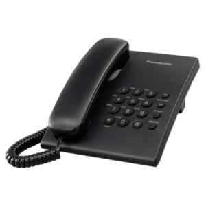 Panasonic KX-TS500 Integrated Telephone System – Corded Landline Phone, Black, 4-Step Handset Volume, Timed Flash, Redial Memory
