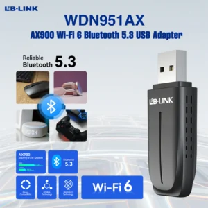 LB-LINK WDN951AX AX900 Wi-Fi 6 Bluetooth 5.3 USB Adapter | Dual-Band 900Mbps | Plug-And-Play | Ultra-Low Latency | USB 2.0 | Compatible With Windows 7, 10 & 11