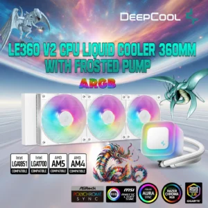 DeepCool LE360 WH V2 CPU Liquid Cooler 360mm Radiator With Frosted Pump 3x ARGB Fans Anti-Leak Tech PWM Control Intel LGA1851/1700/1200 AMD AM5/AM4 | WHITE