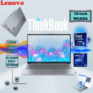 LENOVO ThinkBook 16 G8 IAL Intel® Core Ultra 7 255H Processor | 32GB DDR5 RAM , 512GB NVMe SSD | 16″ WUXGA Display | Intel® Arc 140T Graphics | DOS | Arctic Grey