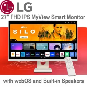 LG 27″ Full HD IPS MyView Smart Monitor with webOS and Built-in Speakers ; FHD (1920 x 1080) ; ThinQ Home Dashboard & Magic Remote Support ; HDR10, Flicker Safe ; AirPlay 2, Screen Share, Bluetooth | WHITE 27SR50F