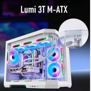Segotep Lumi 3T M-ATX PC Case | Tempered Glass Side | USB Type-C | Supports 360mm Radiator | High Airflow Gaming Case | Compact & Sleek Design | White