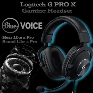 Logitech G Pro X Wired Gaming Headset: Blue VO!CE Detachable Boom Mic, DTS 7.1, 50 mm Drivers, USB/3.5mm Aux, Spare Memory Foam Ear Pads, USB DAC & Bag Included, for PC, Xbox, PS5, PS4 | Black