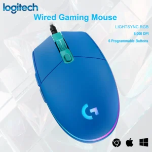 Logitech G102 Wired Gaming Mouse, 8,000 DPI, Rainbow Optical Effect LIGHTSYNC RGB, 6 Programmable Buttons, On-Board Memory, Screen Mapping, Windows /Mac/ChromeOS Computer and Laptop Compatible | BLUE