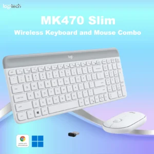 Logitech MK470 Slim Wireless Keyboard And Mouse Combo, Compact Full-Size Keys, Quiet Typing, 1000 DPI Mouse, 10m Range, Long Battery Life, Windows & ChromeOS Compatible | Off-white