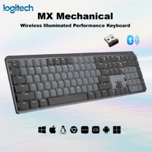 Logitech MX Mechanical Wireless Illuminated Full-Size Keyboard , Red Linear Switches, Backlit Keys, Bluetooth & 2.4 GHz Logi Bolt, USB-C Rechargeable, Connect Up To 3 Devices, Supports Windows/macOS/Linux/ChromeOS/iPadOS/Android – Graphite Grey