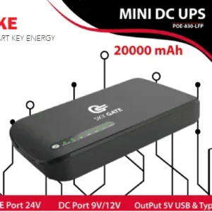 SKE Mini DC UPS 20000mAh – Uninterrupted Power Backup, 24V POE, 9V/12V DC, 5V USB & Type-C, 18W Output, Intelligent Safety, Compact & Portable