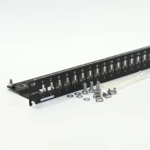 CORNING 3M Everon 24-Port Patch Panel | 1U Rack-Mount | Aluminum Housing | Grounding Kit Included | Universal 19″ Rack | Integrated Cable Strain Relief