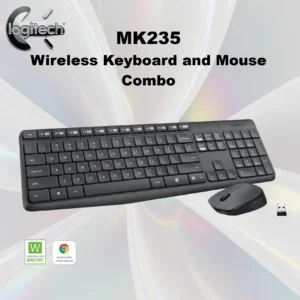 Logitech MK235 Wireless Keyboard And Mouse Combo – Full-Size Layout, Spill-Resistant Keys, 36-Month Battery, 2.4GHz USB Receiver, Optical Mouse, Tilt Legs, Supports Windows & ChromeOS – Black