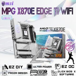 MSI MPG X870E EDGE TI WiFi ATX Motherboard – AMD Ryzen 9000 / 8000 / 7000 Series Support | DDR5 8400+ MHz | Wi-Fi 7 & 5G LAN | PCIe 5.0 | USB4 | 14+2+1 Power Design | Frozr Cooling & Mystic Light