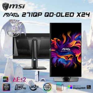 MSI MAG 271QP QD-OLED X24 26.5 inch WQHD Gaming Monitor – QD-OLED Panel, 240Hz, 0.03ms GTG, HDR True Black 400, ClearMR 13000, HDMI 2.1, OLED Care 2.0 , Full Adjustability (Height/Pivot/Swivel/Tilt) | 6 MONTHS WARRANTY