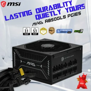 MSI MAG A850GLS PCIe 5.1 ATX 3.1 Power Supply 850W | 80 Plus Gold | Native 12V-2×6 GPU Connector | Modular Cables | 135mm FDB Fan | Ultra Quiet & Durable