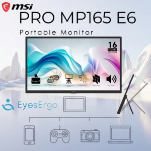 PRO MP165 E6 Portable Monitor – 15.6” FHD IPS Panel | One Type-C Cable Power & Display | 0.78kg Ultra-Light | VESA & Tripod Mount | Eye Care Tech + Built-In Speakers
