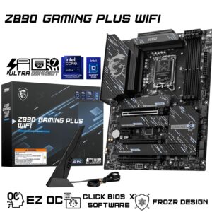 MSI Z890 Gaming Plus WiFi Gaming Motherboard (Supports Core Ultra Series 2 Intel Processors, LGA 1851, DDR5, PCIe 5.0, M.2, SATA, 5Gbps LAN, USB Type-C, Wi-Fi 7, Bluetooth 5.4, Thunderbolt 4, ATX)