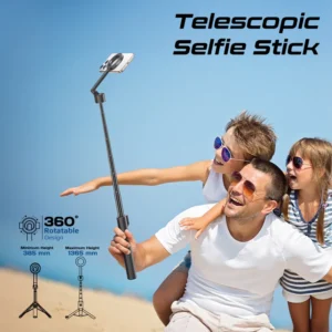 MagSafe Compatible Extendable Monopad and Tripod Stand With Remote Control | 2-in-1 Tripod & Selfie Stick | 10m Wireless Range | 360° Rotatable Design | Adjustable Angles