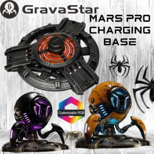 GravaStar Mars Pro Charging Base with RGB Lighting, Type-C Magnetic Dock, 6 RGB Lights, 3 Light Modes, Stable Charging & Sync for Mars Pro Bluetooth Speakers | BLACK