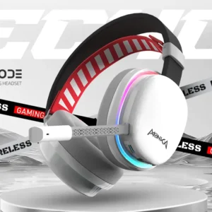 MARVO MONIKA HG9069W | Wireless Bluetooth 5.2 Gaming Headset, 50mm Drivers, Detachable Omni Mic, RGB Lighting, In-Line Controls, Soft Cushioned Ear Cups, PC Compatible, 355g