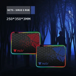 NCTS Sirus Small RGB Mousepad 250×350×3mm: Smooth Surface, Precise Tracking, Dynamic RGB Lighting, Anti-Slip Base, Ideal for Gaming & Work | BLACK RED