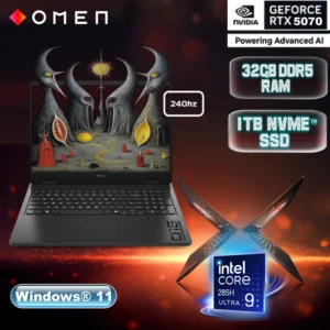 HP OMEN Slim Gaming 16-an000 Intel® Core™ Ultra 9 285H | 32GB DDR5 RAM , 1TB NVMe™ SSD | RTX™ 5070 ,8GB | 16-inch WQXGA 240Hz 3ms IPS Display | Backlit Keyboard | Windows 11 | Shadow Black