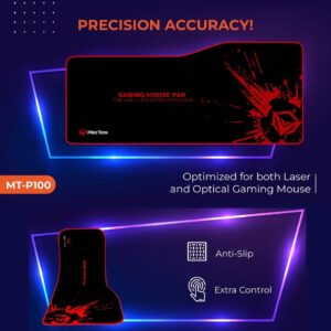 MEETION P100 XL Large Gaming Keyboard Mouse Pad Black, Optimized for Optical & Laser Mice, Precision Accuracy, Fat Rubber & Anti-slip Base, Awesome Design, Unique Shape, 790*345*5mm Huge Size